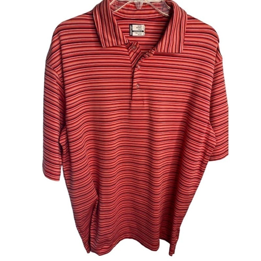 Slazenger Men's Polo Print Striped Shirt Size Large Red Black White